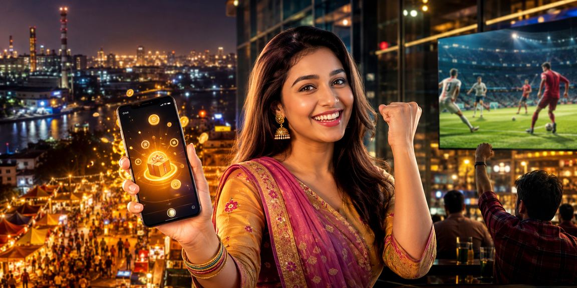 নারায়ণগঞ্জের রাতের বাজারে মোবাইলে সিজনাল অফার দেখছেন একজন ব্যবহারকারী